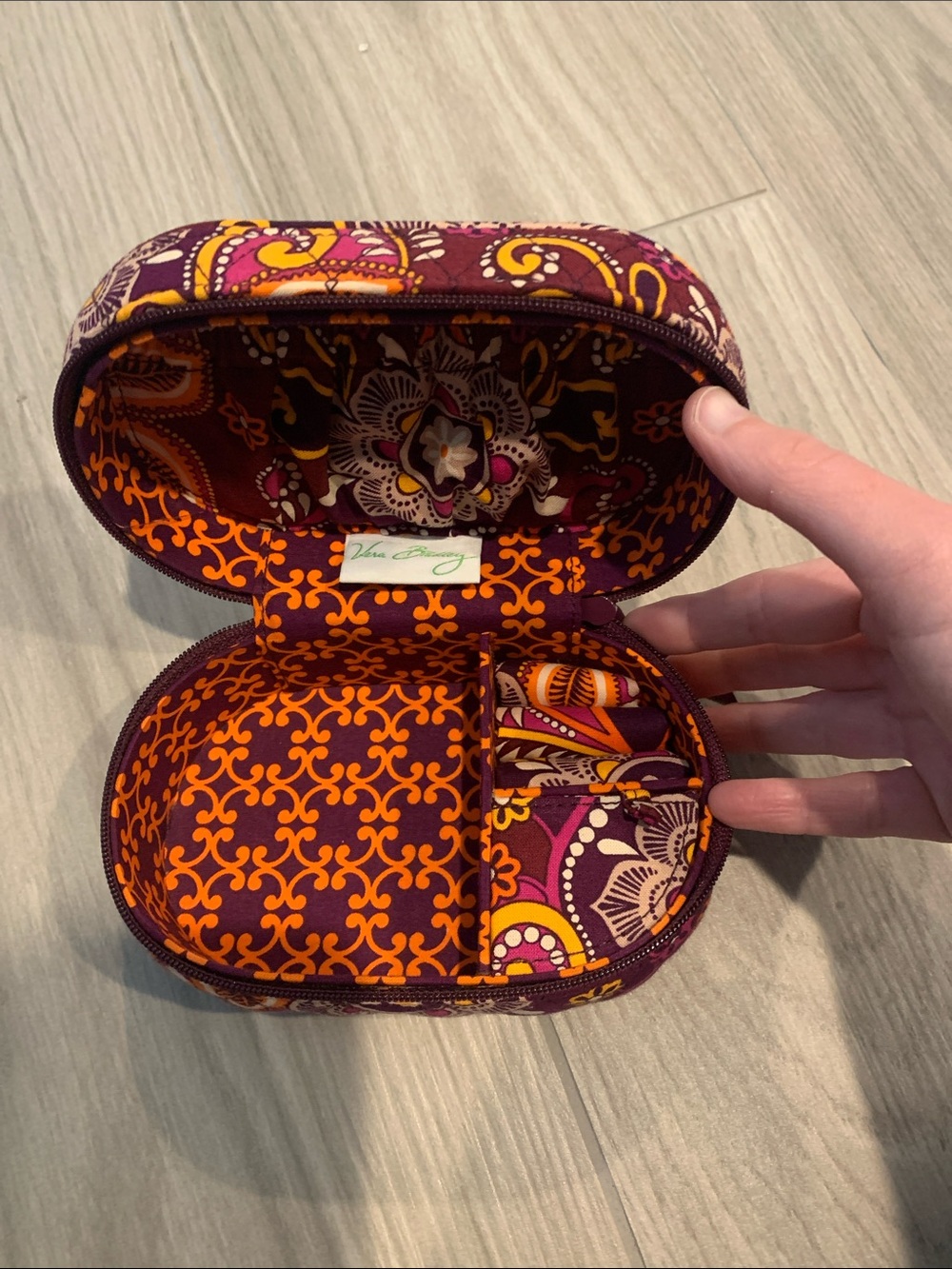 Vera Bradley Purple and Orange Quilted Travel Jewelry Organizer